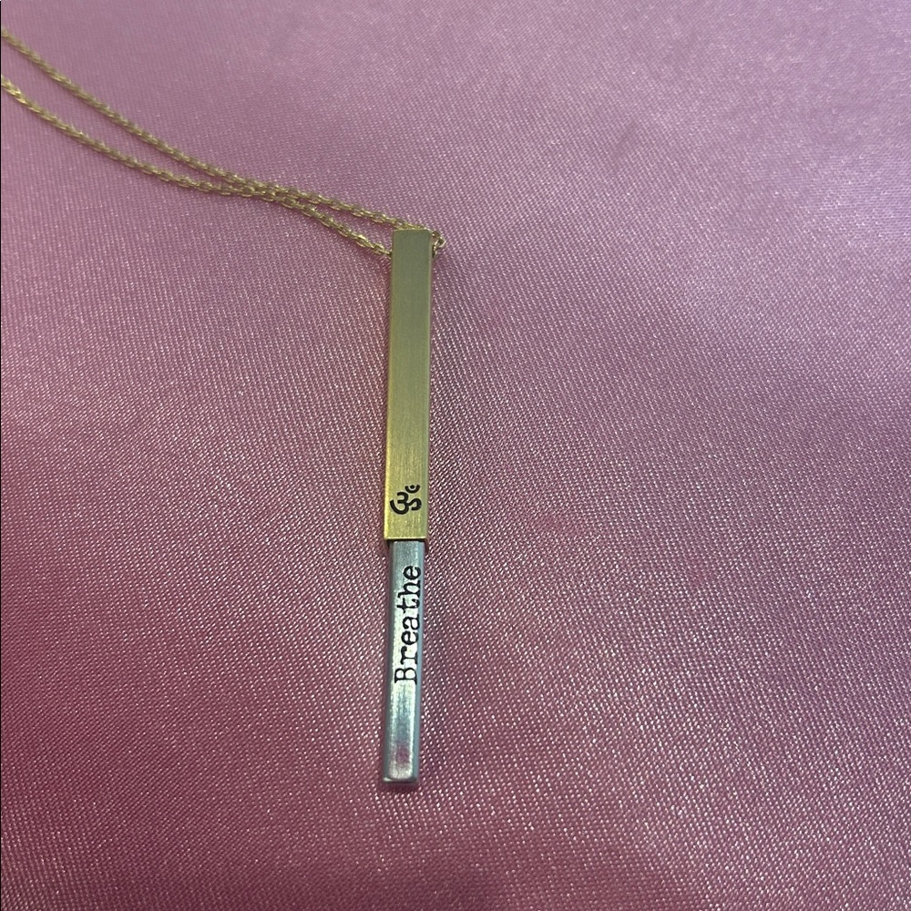 Secret Message "OM" Bar “Breathe” Necklace, NWT-Boutique
